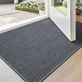 LUMI Ultra Thin Indoor Door Mat for Entrance 17"x30", Non Slip Entryway Mat, Low Profile Doormat, Unique Herringbone Design Carpet for Inside, Patio, Porch, Medium Gray