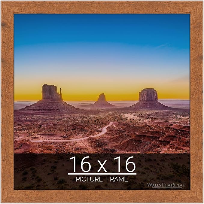 wallsthatspeak 16x16 Light Walnut Rustic Pine Picture Frame for Puzzles Posters Photos or Artwork