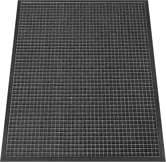 Kuyal Front Door Mat, 3'*4' Door Mat for Inside Outside Entrance,Waterproof Welcome Mats with Non-Slip Backing, Indoor Outdoor Entryway, Commercial Floor Mats, Durable & Easy to Clean, Dark Gray
