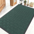 OLANLY Front Door Mat Outside Entrance 47x32, Absorbent, Heavy Duty Sturdy Natural Rubber Doormat Indoor Outdoor, Non-Slip, Stain and Fade Resistant, Low Profile Floor Mat for Entryway, Black Green