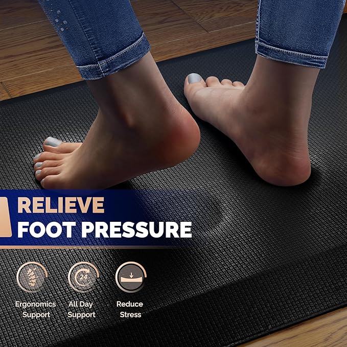 FEATOL Anti Fatigue Mat for Standing, 9/10 Extra Thick Ergonomic Standing Desk Mat, Comfort & Durable Memory Foam Standing Mat at Home,Office All Day (24" x 70", Black, 1PC)