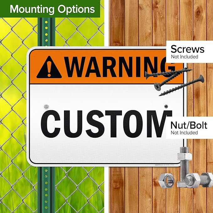 Custom warning Sign, Ansi Sign, Osha Compliant, 18x24 Inches, 3M EGP Reflective, Rust Free .080 Aluminum, Fade Resistant, Made in USA by My Sign Center