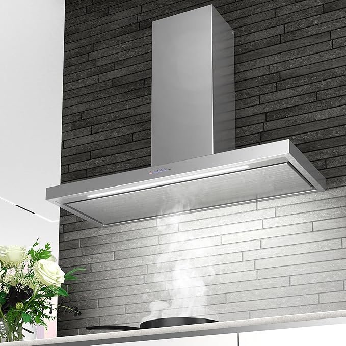 Futuro Futuro Wall Mount Range Hood 48" | Positano | Stainless Steel Vent Hood | Modern Italian Exhaust Hood |LED, Ultra-Quiet with Blower