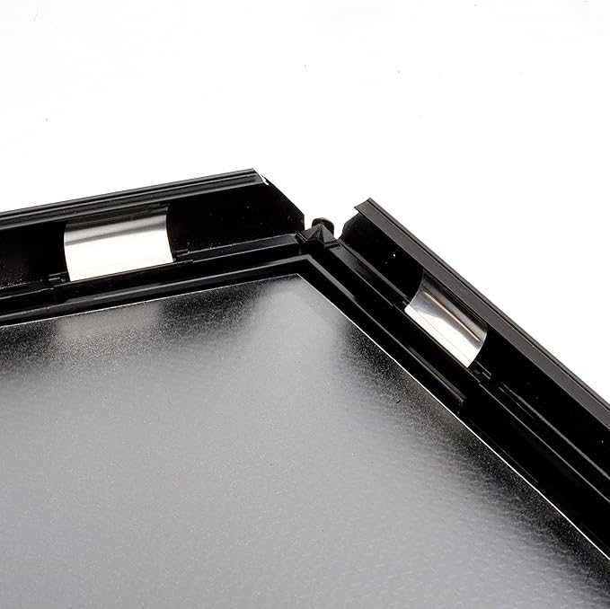 M&T Displays Opti Snap Poster Frame 8.5x11 Inch Black 1" Aluminum Profile Front Loading Wall Mounting Photo Picture Document Certificate Sign Holder Mitered Corner Anti Glare Cover (3 pack)