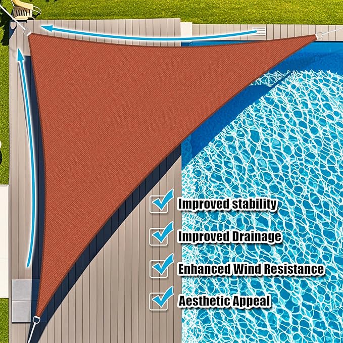 Amagenix Sun Shade Sail 17X17X17 Curved Edge Outdoor Shade Canopy Rust Red Breathable 95% UV Block Shade Cloth for Patio Garden Backyard (We Make Custom Size)
