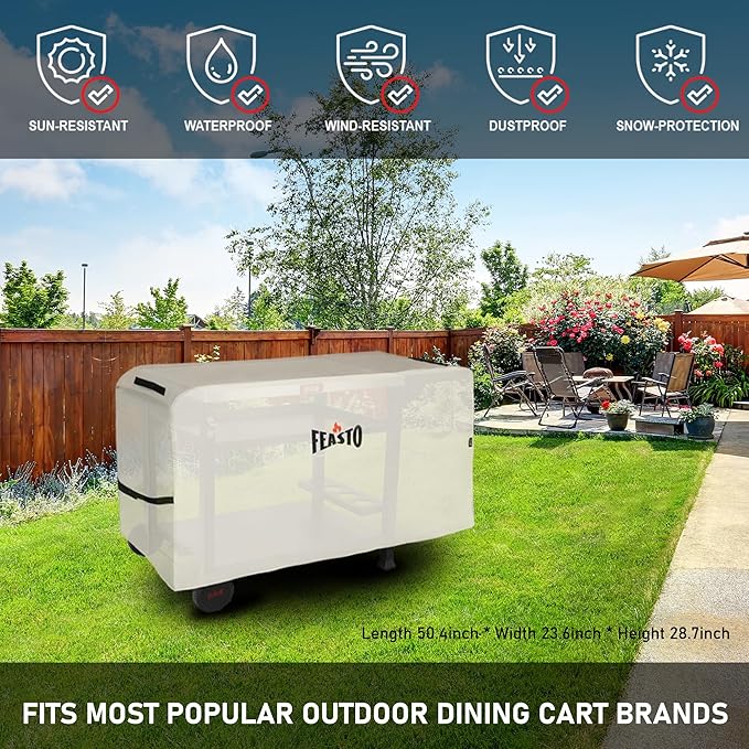 Three-Shelf Movable Food Prep and Work Cart Table, Home and Outdoor Multifunctional Stainless Steel Table Top Worktable on Two Wheels, L39.5''x W25.6''x H33'', Cover Included