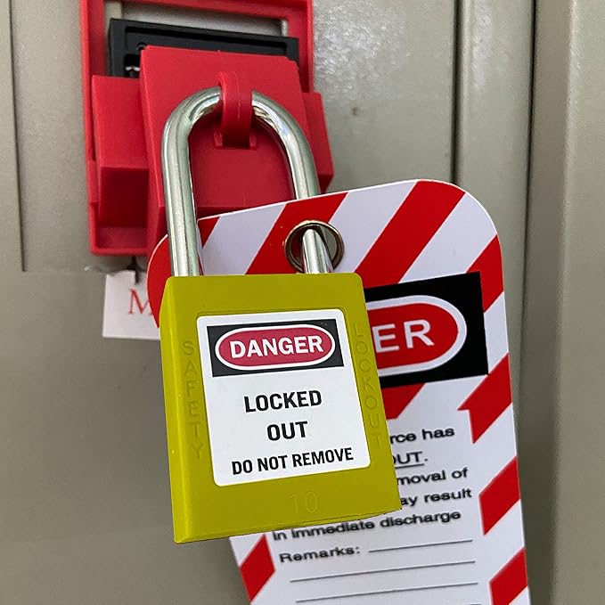 SAFBY Lockout Tagout Locks, Safety Padlock, Keyed Differently Loto Safety Padlocks for Lock Out Tag Out Kits Station (Yellow NO.1-10)