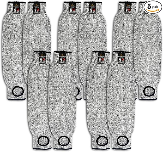 Evridwear Protective Arm Sleeves Cut Resistant Farmers Sleeves for Men Work, Gardening, Farming, Arm Protectors for Thin Skin and Bruising (Medium, With Thumb Hole) 5 Pairs