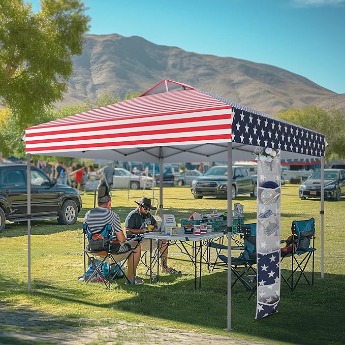 MFSTUDIO 10x10 Pop up Canopy Tent, Gazebo Shelter Sun Shade Canopies One Push Setup Portable Popup Easy Set up Tents with Vented Top,Storage,4 Sandbags,for Beach,Parties,Camping