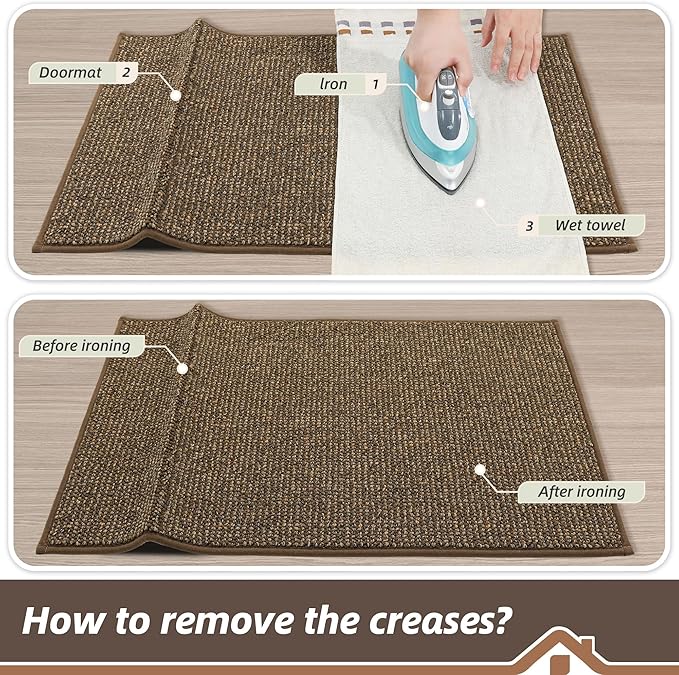 BEQHAUSE Dirt Trapper Door Mat 32" x 48", Non-Slip Washable Doormats Entrance Mat, Dirt Resistant and Absorbent Welcome Mat, Low Profile Floor Mats for Front Back Door and Entryway, Brown