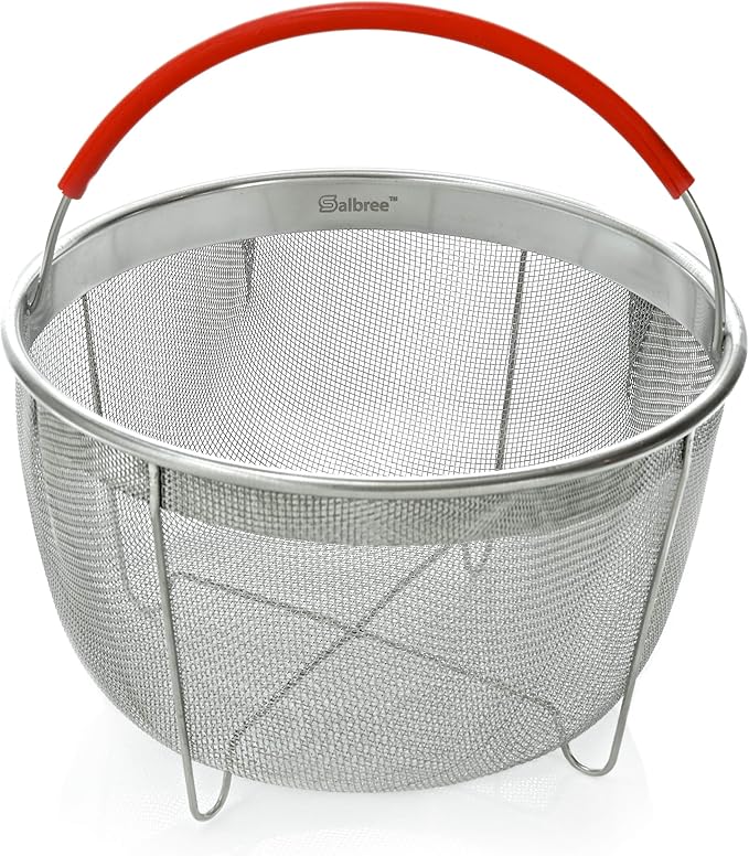Original Salbree Steamer Basket for 8 qt quart Instant Pot Accessories, Stainless Steel Strainer and Insert fits IP Insta Pots, Instapot, Other Pressure Cookers, with Silicone Handle [3qt 6qt avail]