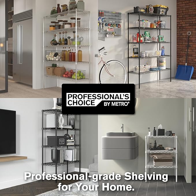 Metro Professional's Choice Commercial-Grade NSF Shelving Unit - Multipurpose Adjustable Wire Shelf for Home, Garage, Kitchen and More - 4 Shelves, 14" W x 36" L x 54" H - Black