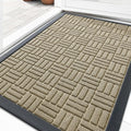 OLANLY Front Door Mat Outside Entrance 33x21, Absorbent, Heavy Duty Sturdy Natural Rubber Doormat Indoor Outdoor, Stain and Fade Resistant, Non-Slip Backing Low Profile Floor Mat for Entryway, Beige