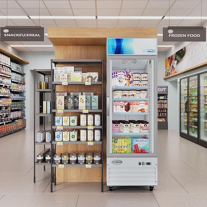 KoolMore 27 in. Commercial One Glass Door Display Upright Freezer Merchandiser in White 13 Cu. Ft. (MDF-1GD-13C-WH)