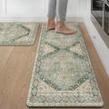 GENIMO Kitchen Mats for Floor, 2PCS Kitchen Rugs Non Slip Washable, Waterproof Anti Fatigue Mat, Comfort Standing Runner Rug for Sink, Office, Laundry, Home, 17.3"x47"+17.3"x30", Muted Green