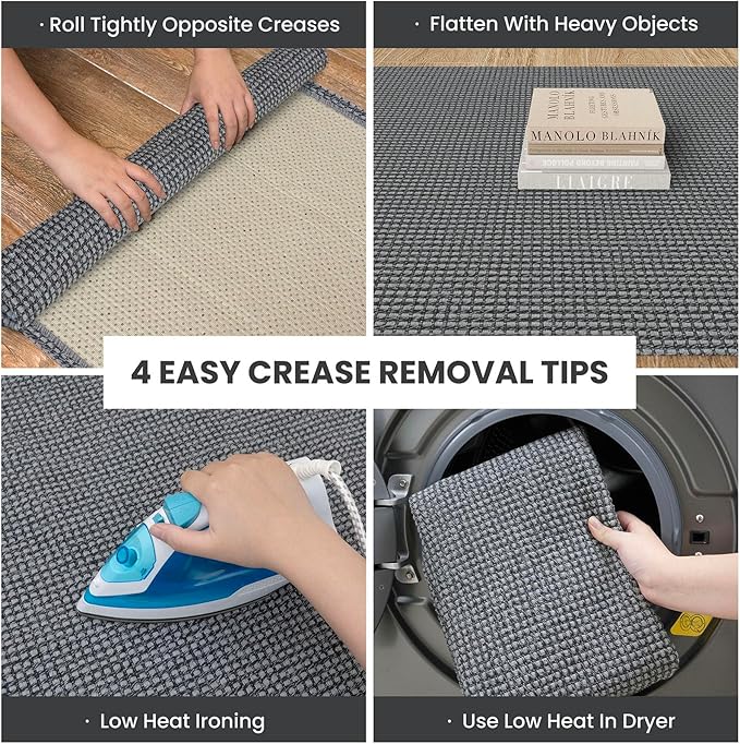IOHOUZE Washable Runner Rug 2x5 Non Slip Runners for Hallways Entryway Runner Indoor, Kitchen Throw Rug Woven Cotton Floor Carpet for Hall Entrance Bedroom, Dark Grey
