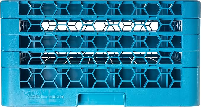 CFS RG49-414 OptiClean 49 Compartment Glass Rack with 4 Extenders, 10.3", Polypropylene, CFS Blue