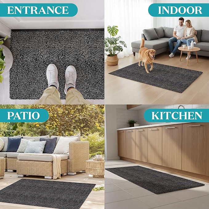 Premium Microfiber Indoor Door Mat – 36"x72" Washable Entry Mat, Non-Slip, Waterproof Backing, Super Absorbent, Low Profile Entryway Doormat for Indoor Entrance