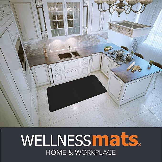 WellnessMats Original Collection Anti-Fatigue Floor Mat, Polyurethane – Ergonomic Support Pad for Home, Kitchen, Garage, Office Standing Desk – Water Resistant - Made in USA