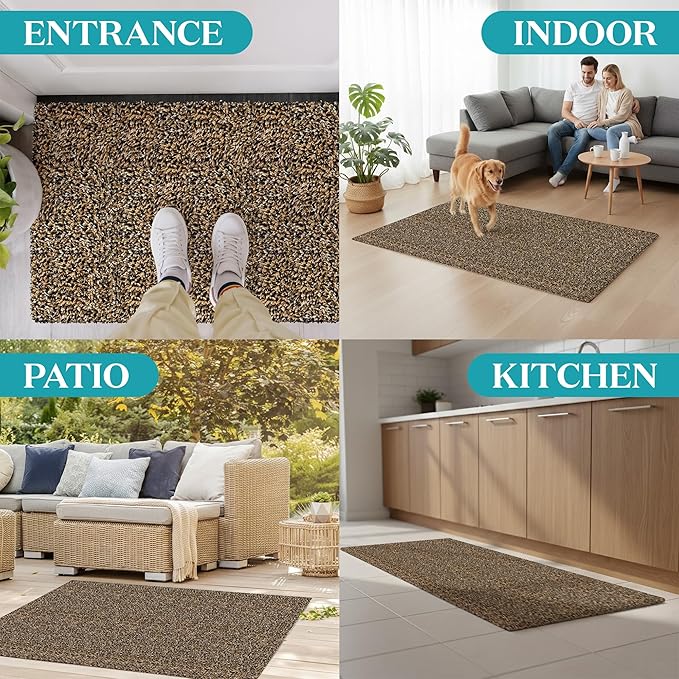 Premium Microfiber Indoor Door Mat – 36"x72" Washable Entry Mat, Non-Slip, Waterproof Backing, Super Absorbent, Low Profile Entryway Doormat for Indoor Entrance