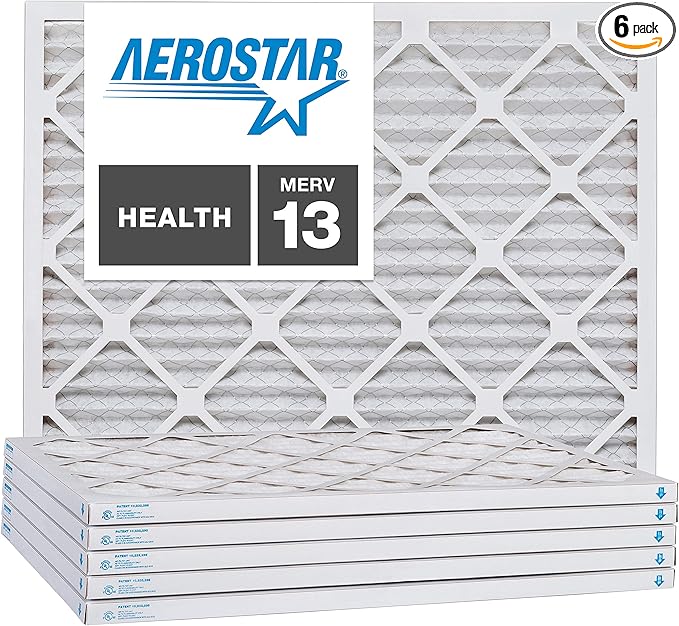 Aerostar 8x20x1 MERV 13, Pleated Air Filter, 8x20x1, Box of 6, Made in the USA