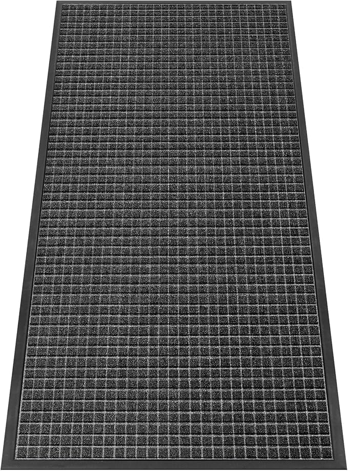 Kuyal Front Door Mat, 3'*6' Door Mat for Inside Outside Entrance,Waterproof Welcome Mats with Non-Slip Backing, Indoor Outdoor Entryway, Commercial Floor Mats, Durable & Easy to Clean, Dark Gray