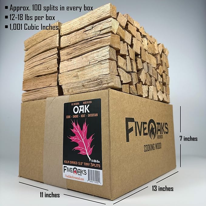 Kiln Dried Oak Pizza Oven Wood, Mini 5 Inch Cooking Wood for Ooni, Gozney, Bertello Pizza Ovens, Solo Stove & More - Approx 14lbs Product of USA (1,000 Cubic Inches)
