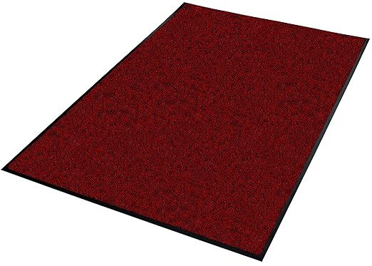 Guardian Platinum Series Indoor Wiper Floor Mat, Rubber with Nylon Carpet, 4'x16', Red