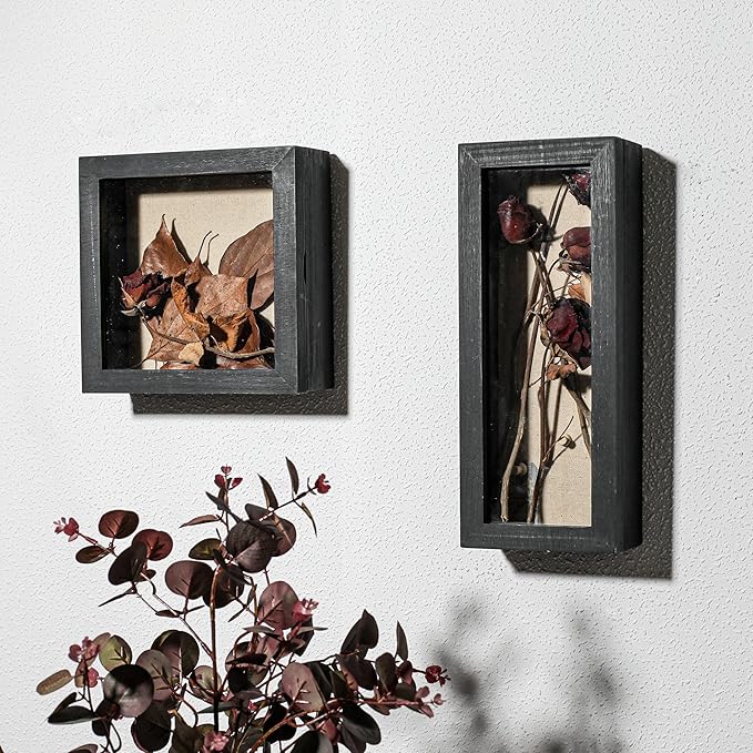 Freezing point Shadow Box Frame 8x8 Shadow Box Display Case Cabinet Pin Picture Frame with Linen Back Memorabilia Bouquet Photos Butterfly Taxidermy Wedding Memory Box for Keepsakes Black