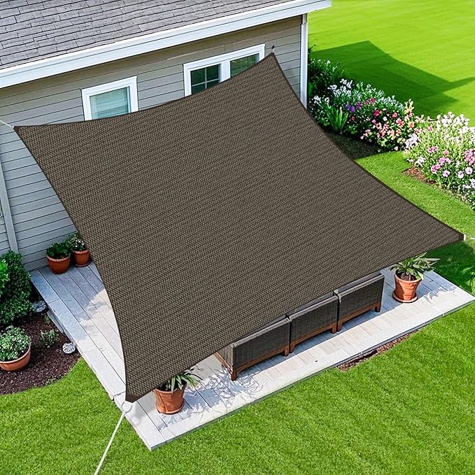 Amagenix Sun Shade Sail 9'X12' Curved Edge Outdoor Shade Canopy Mocha Breathable 95% UV Block Shade Cloth for Patio Garden Backyard (We Make Custom Size)