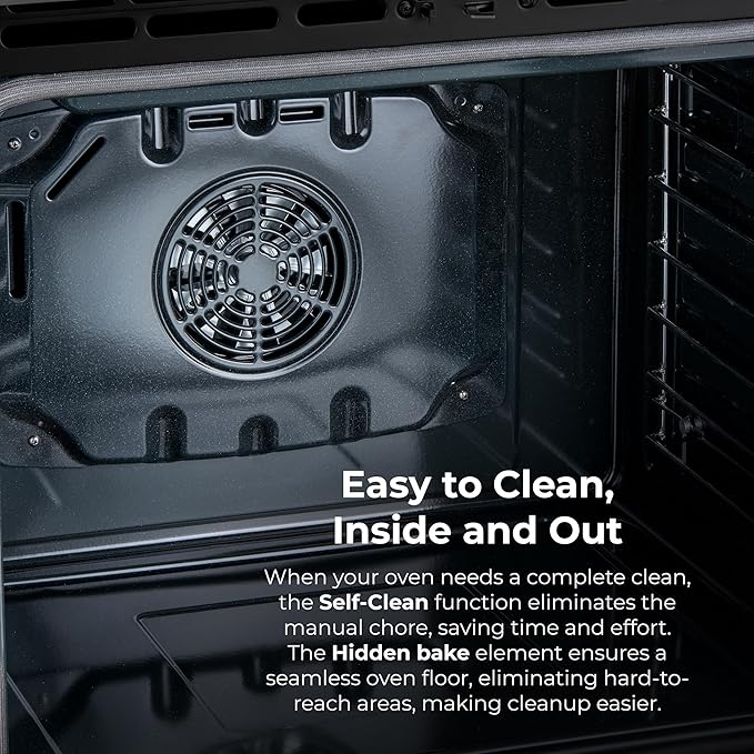 Kenmore 5.6 cu. ft. Front Control Electric Range Oven with 5 Elements - True Convection, Air Fry, Self Clean Oven, Temperature Probe, Ultra Durable Chrome Racks, Large Window - Stainless Steel