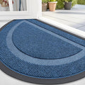 OLANLY Half Circle Door Mat Indoor Outdoor Entrance Welcome, Waterproof All-Season, All-Weather Doormat, Sturdy Natural Rubber, Low Profile, Easy Clean Patio Porch Entryway Mat, 35x23, Light Blue