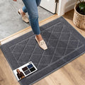 JSEI Dirt Trapper Door Mat 20"x32", Non-Slip Washable Entryway Mats, Dog Door Mat, Stain Resistant and Absorbent Floor Mats, Low Profile Welcome Mat for Front Back Door, Dark Grey