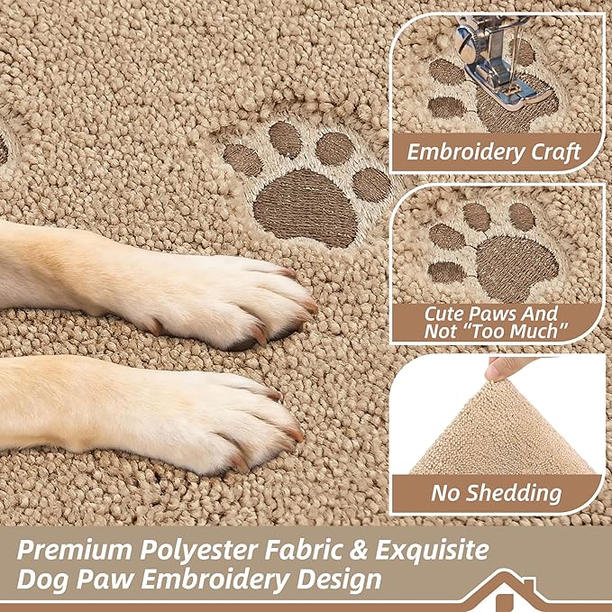 BEQHAUSE Dog Door Mat for Muddy Paws 32"x48" Dirt Trapper Absorbent Doormat Non Slip Entryway Rugs Washable Stain Resistant Welcome Floor Mat Soft Low-Profile for Front Back Door, Beige