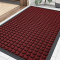 Smiry Front Door Mat Outside Entrance, Heavy Duty Natural Rubber Doormat, Non Slip, Trap Dirt and Moisture, Easy Clean, Low Profile Welcome Floor Mats for Indoor Outdoor Entry, 35x23 Inch, Red