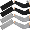 Neer 4 Pair Protective Arm Sleeves for Thin Skin Anti-Cut Burn Resistant Cover Forearm Sleeve for Cooking Construction(Black, Gray, 11.8 Inch)