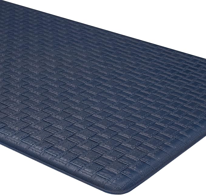 Achim Home Furnishings Woven-Embossed Faux-Leather Anti-Fatigue Mat - 18in x 30in - Navy