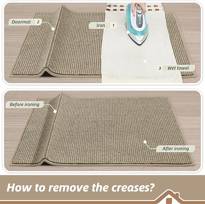 BEQHAUSE Dirt Trapper Door Mat 20" x 48", Non-Slip Washable Doormats Entrance Mat, Dirt Resistant and Absorbent Welcome Mat, Low Profile Floor Mats for Front Back Door and Entryway, Light Beige
