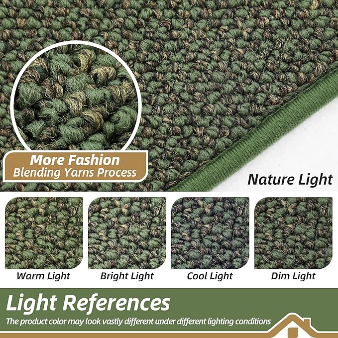 BEQHAUSE Dirt Trapper Door Mat 17" x 30", Non-Slip Doormats (Rolled-Up NO Creases) Washable Entryway Rugs, Dirt Resist and Absorbent Welcome Mat, Low Profile Floor Mats for Front Back Door, Green