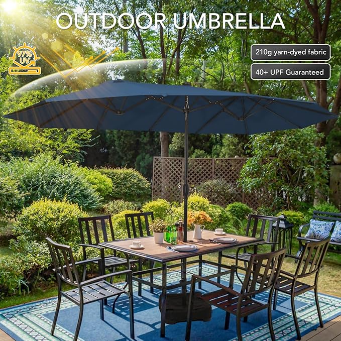 Sundale Outdoor 15ft Large Patio Umbrella with Base Included and Umbrella Cover, Outdoor Double-Sided Umbrella