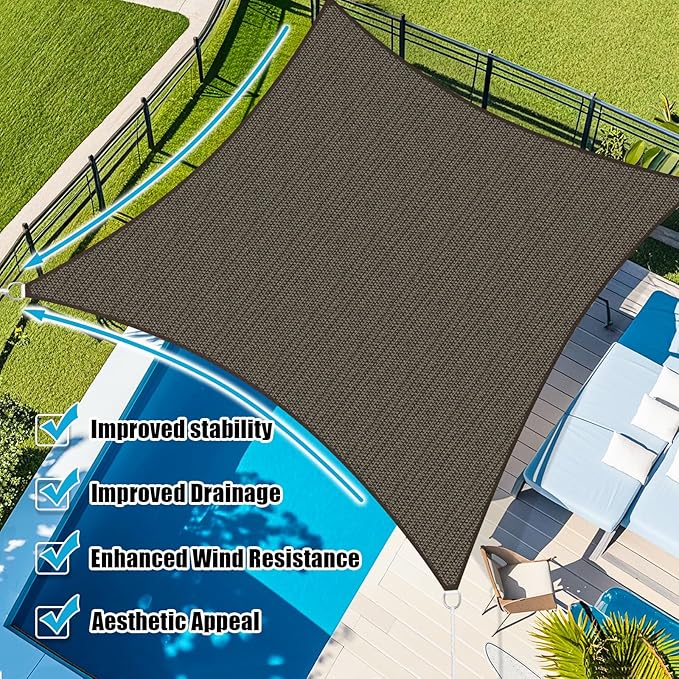 Amagenix Sun Shade Sail 6'X16' Curved Edge Outdoor Shade Canopy Mocha Breathable 95% UV Block Shade Cloth for Patio Garden Backyard (We Make Custom Size)