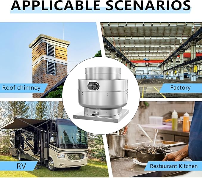 Restaurant Hood Grease Rated Exhaust Fan- Food Truck High Speed Direct Drive Centrifugal Upblast Exhaust Fan 1HP 110 Volt Single Phase Motor 3500 CFM