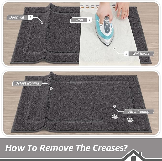 BEQHAUSE Dog Door Mat for Muddy Paws 32"x70" Dirt Trapper Absorbent Doormat Non Slip Entryway Rugs Washable Stain Resistant Welcome Floor Mat Soft Low-Profile for Front Back Door, Dark Grey