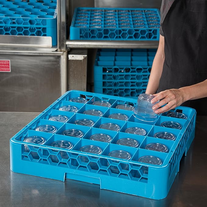 Carlisle FoodService Products RG2514 OptiClean 25 Compartment Glass Rack, 3.5" Compartments, Blue (Pack of 6)