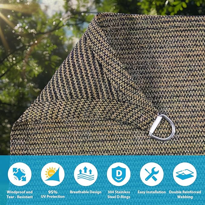 Amagenix Sun Shade Sail 8X24 Curved Edge Outdoor Shade Canopy Mocha Breathable 95% UV Block Shade Cloth for Patio Garden Backyard (We Make Custom Size)