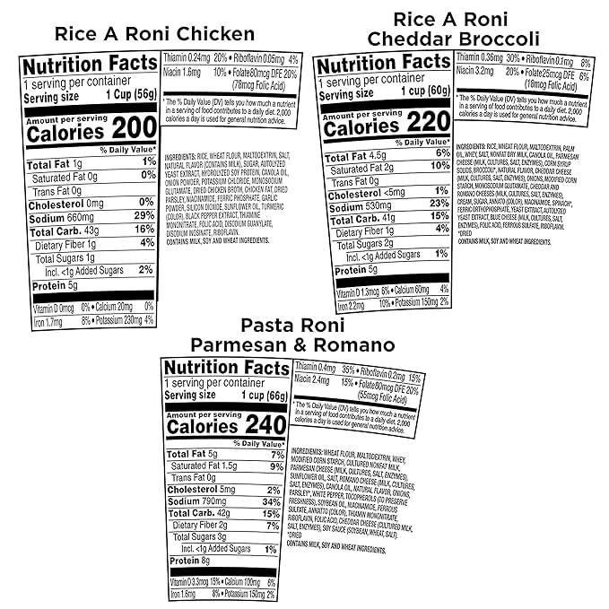 Rice-A-Roni Cups Individual Cup, 3-Flavor Variety Pack, 2.25 Oz (Pack of 12)