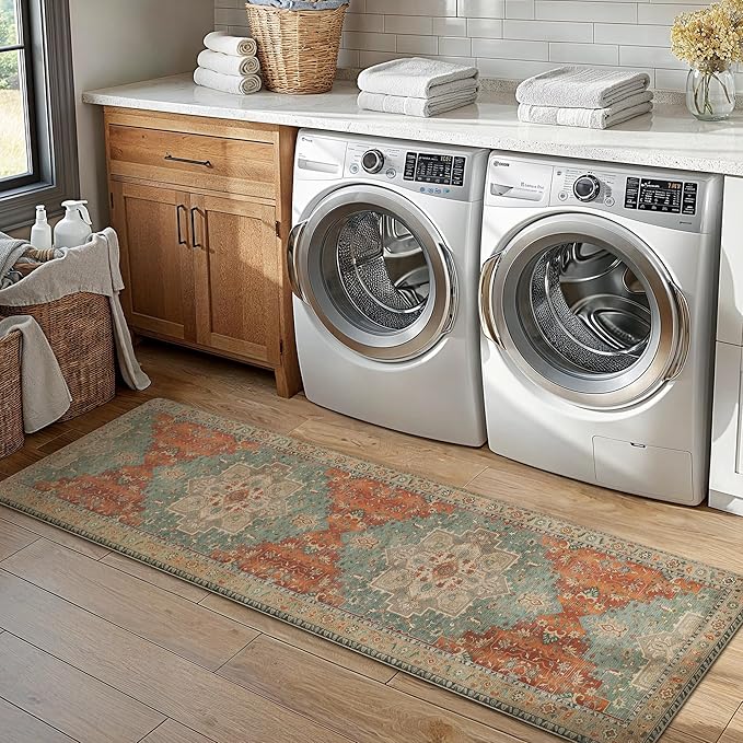 GENIMO Kitchen Mats for Floor, Washable Anti Fatigue Mat for Cushioned, 17.3"x59", Waterproof Kitchen Rugs, Non Slip Foam Comfort Standing Mat Rug for Home, Runner, Sink, Laundry, Multi