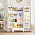 Metal Kitchen Pantry Cabinet, Storage Cabinets with 2 Door and 3 Adjustable Shelves, White Freestanding Food Storage Cabinet, Steel Cupboard for Kitchen Dinning Room