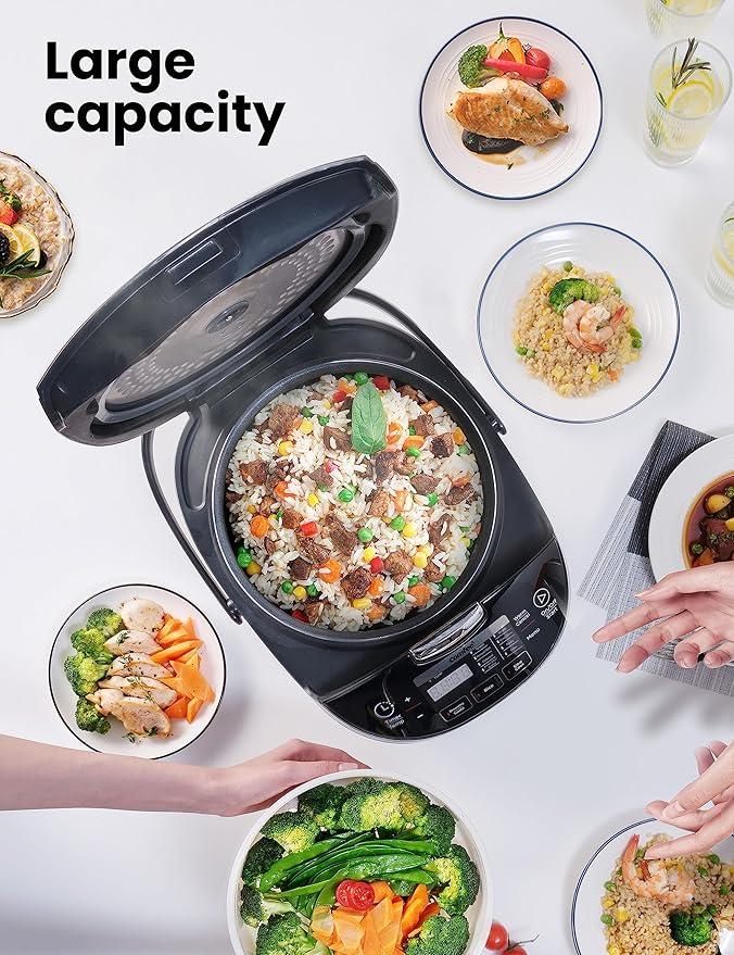 COMFEE' Rice Cooker, Japanese Large Rice Cooker with Fuzzy Logic Technology, 11 Presets, 10 Cup Uncooked/20 Cup Cooked, Auto Keep Warm, 24-Hr Delay Timer