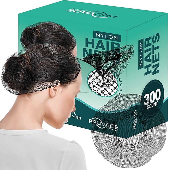 Nylon Hair Nets for Women & Men | 300 Pack | 24" Honeycomb Mesh Hair Net for Food Service, Medical & Industrial Use - Breathable & Sturdy for Bun Hair, Most Long & Short Hair - Latex Free